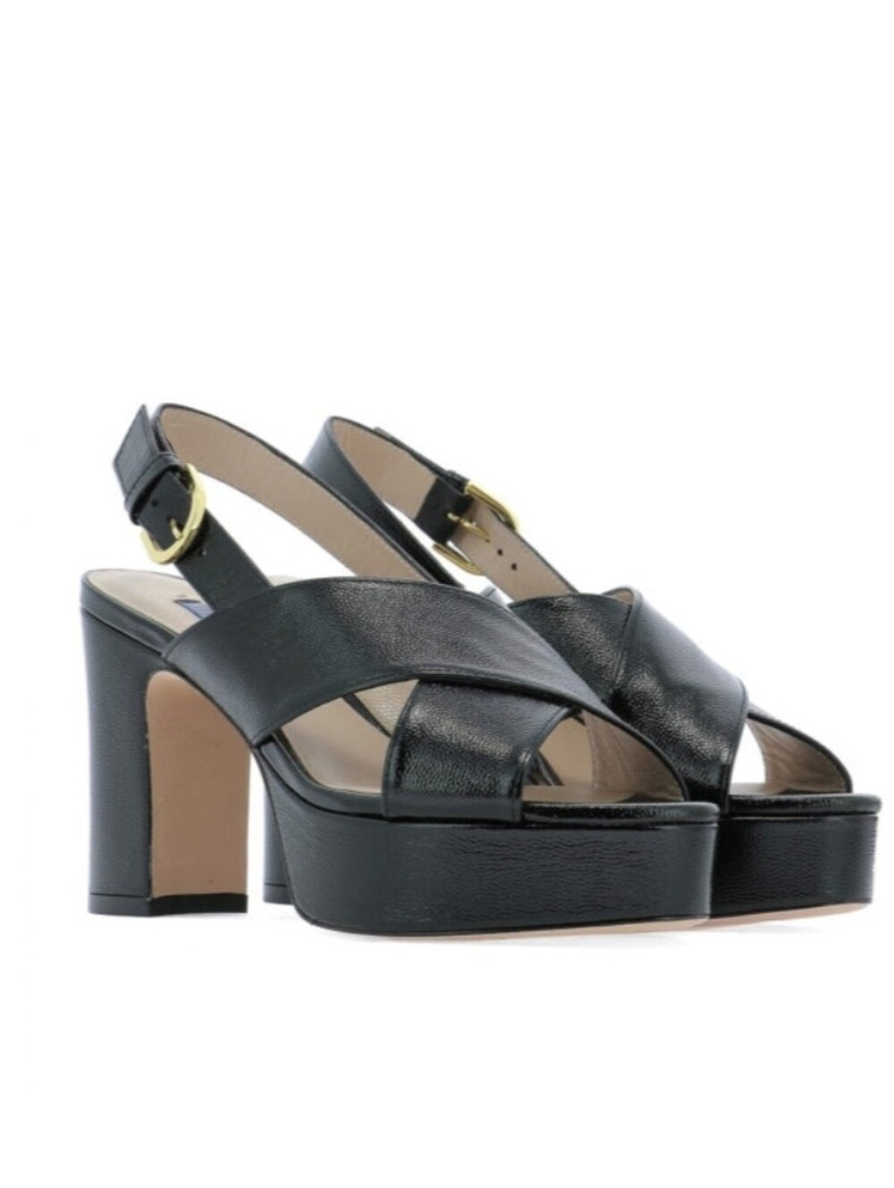 Stuart Weitzman Dayna Black Textured Leather Platform Sandals Size 7.5 NWOB